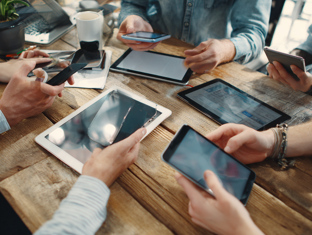 Engineers collaborating on cross-platform mobile architecture